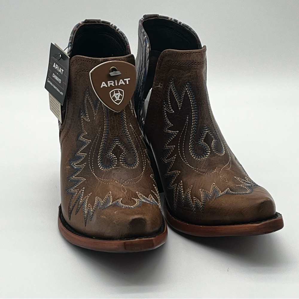NWT Ariat Womens 6 Dixon Chimayo Brown Leather Western Ankle Cowboy Boot - Picture 8 of 11